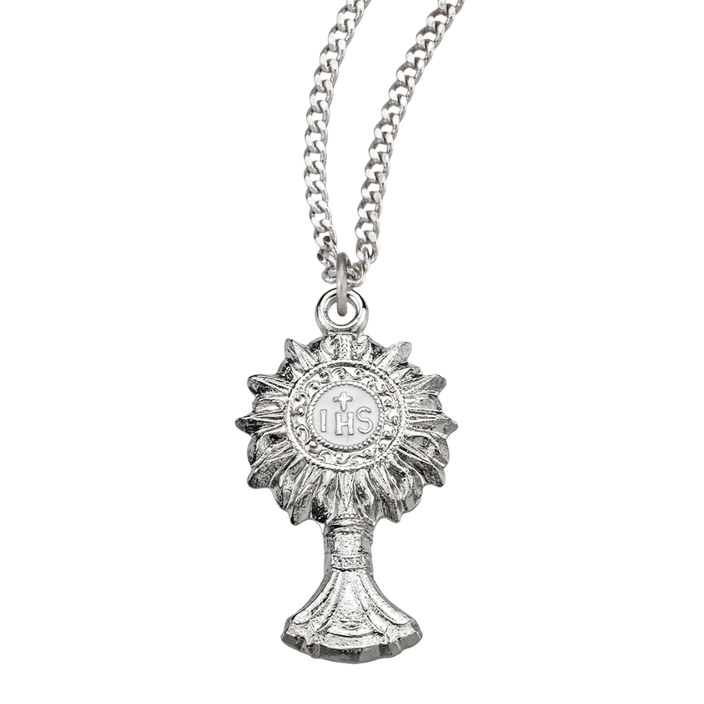 Sterling Silver Monstrance Pendant, Catholic Gift, Made in USA