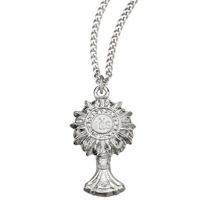 Sterling Silver Monstrance Pendant, Catholic Gift, Made in USA