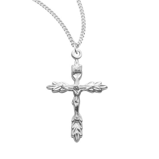 Sterling Silver Wheat Crucifix, Catholic Gift, Made in USA