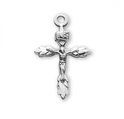 Wheat Crucifix Sterling Silver Pendant — 18" Chain, Gift Box Included