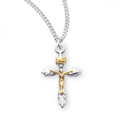 Sterling Silver Two Toned Wheat Crucifix, Catholic Gift, Made in USA