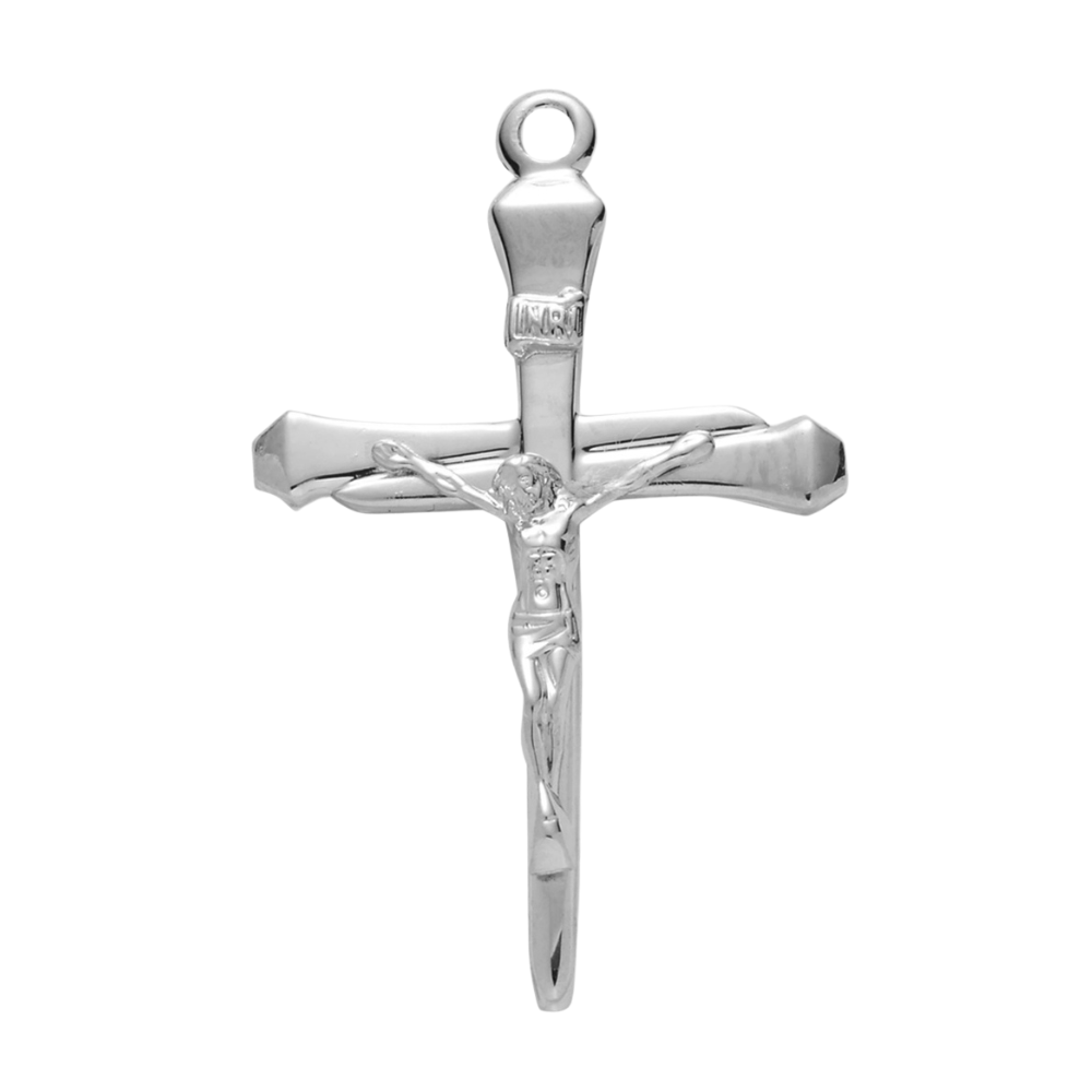 High Polished Crucifix 16kt Gold Over Sterling Silver Pendant — 24" Chain