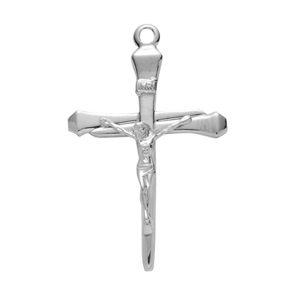 High Polished Crucifix 16kt Gold Over Sterling Silver Pendant — 24" Chain