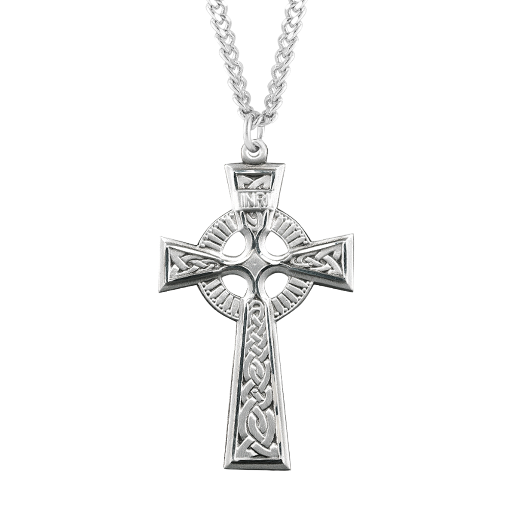 Sterling Silver Irish Celtic Crucifix Pendant, Catholic Gift, Made in USA