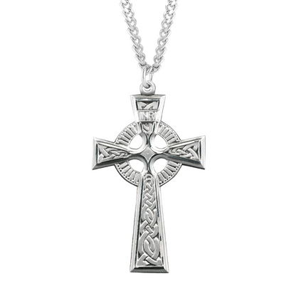 Sterling Silver Irish Celtic Crucifix Pendant, Catholic Gift, Made in USA