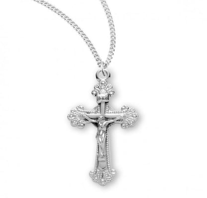 Fancy Engraved Sterling Silver Crucifix, Catholic Gift, Made in USA