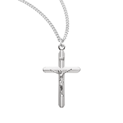 Stream Lined Sterling Silver Crucifix, Catholic Gift, Made in USA