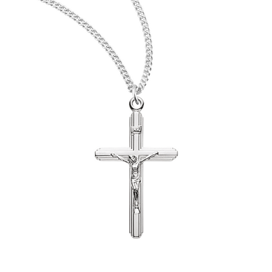 Stream Lined Sterling Silver Crucifix, Catholic Gift, Made in USA