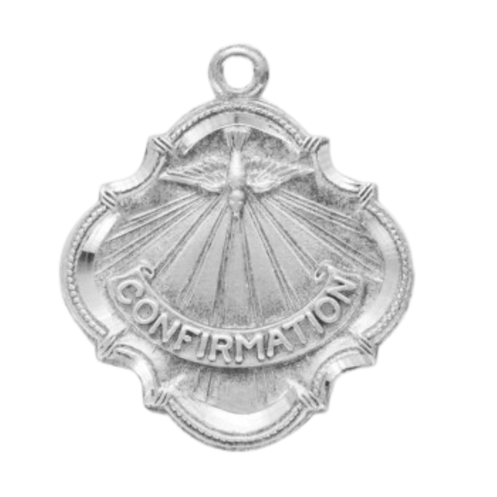 Holy Spirit Confirmation Medal Sterling Silver Pendant — 18" Chain, Gift Box