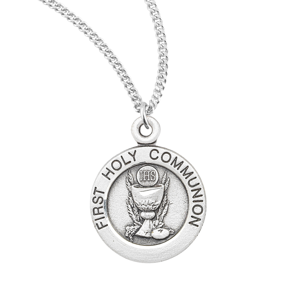 First Communion Round Sterling Silver Medal, Catholic Gift, Made in USA