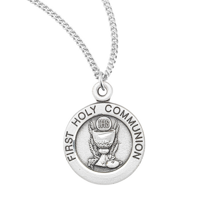 First Communion Round Sterling Silver Medal, Catholic Gift, Made in USA