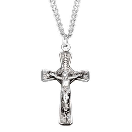 Eucharist Sterling Silver Crucifix, Catholic Gift, Made in USA