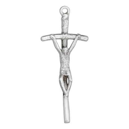 Papal Crucifix Sterling Silver Pendant — 24 Inch Chain, Made in USA, Gift Box