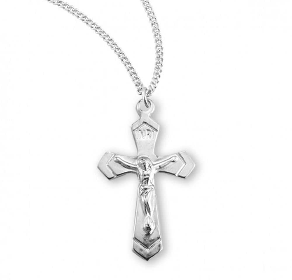 Sterling Silver High Polished Crucifix, Catholic Gift, Made in USA