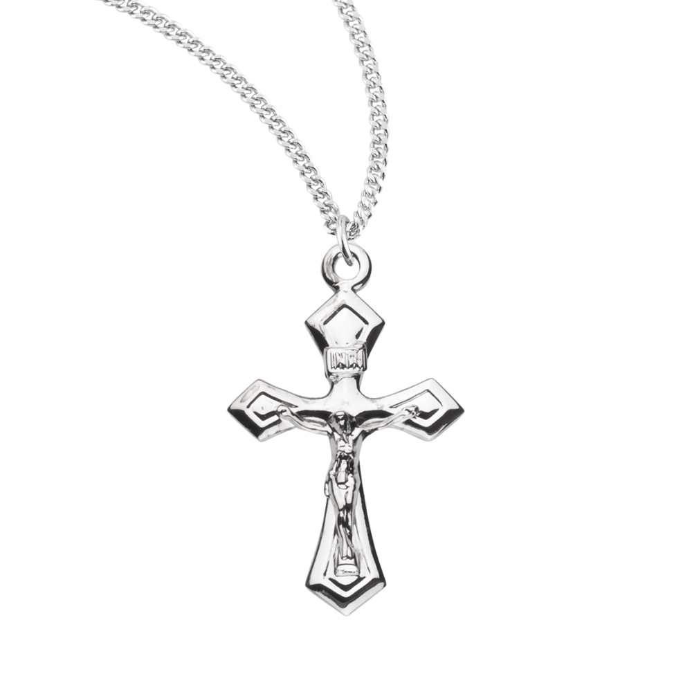 Pointed Tapered Sterling Silver Crucifix, Catholic Gift, Made in USA