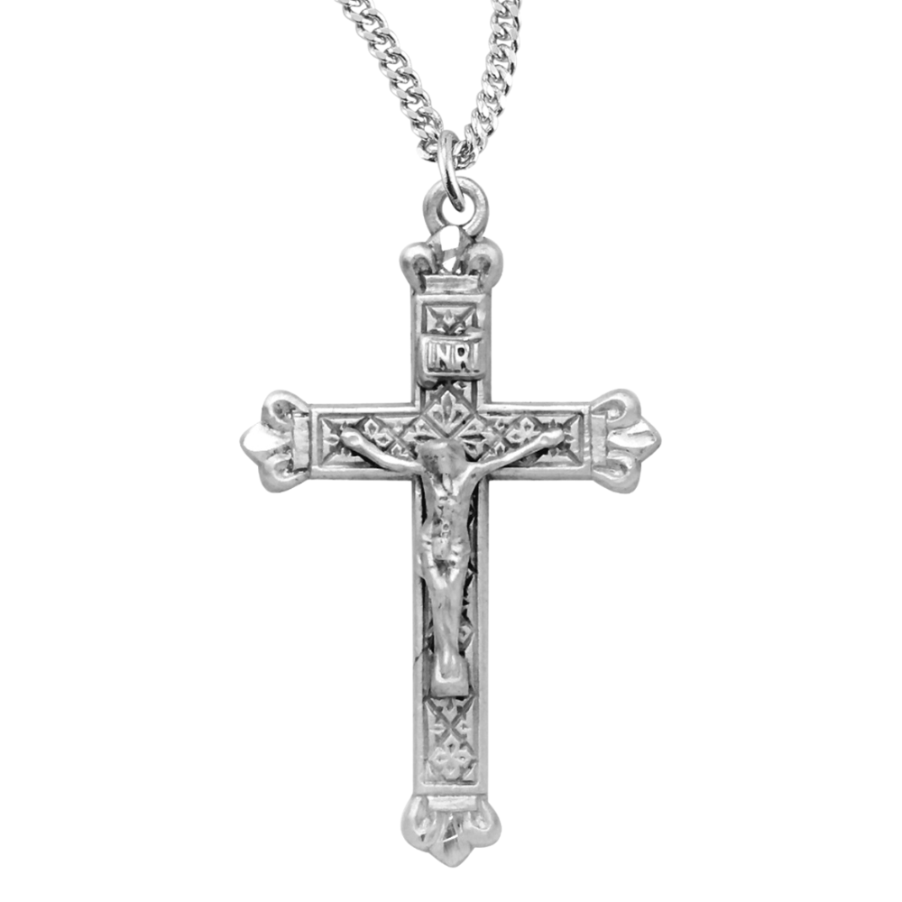 Budded Tip Sterling Silver Crucifix, Catholic Gift, Made in USA