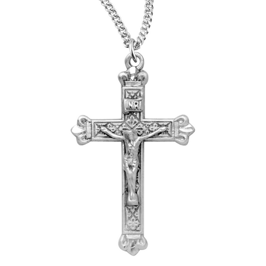 Budded Tip Sterling Silver Crucifix, Catholic Gift, Made in USA