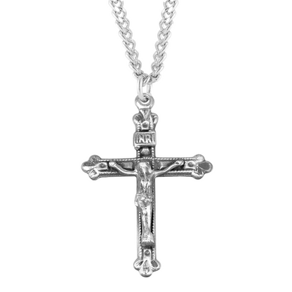 Budded Tip Sterling Silver Crucifix, Catholic Gift, Made in USA