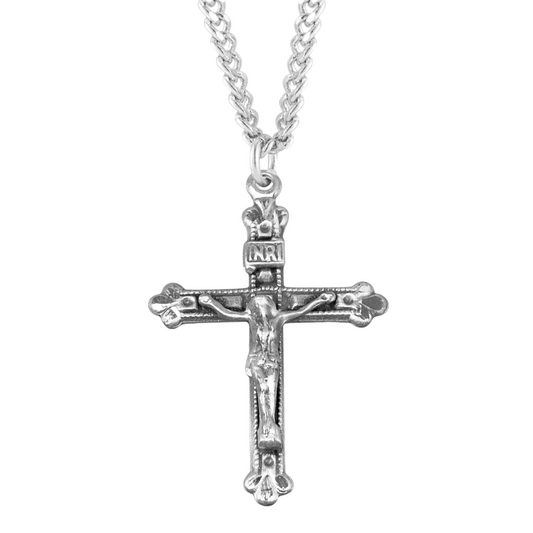 Budded Tip Sterling Silver Crucifix, Catholic Gift, Made in USA