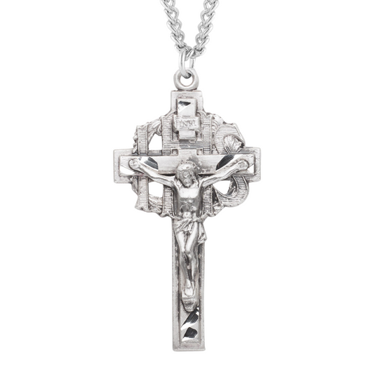 Pierced Sterling Silver Crucifix, Catholic Gift, Made in USA