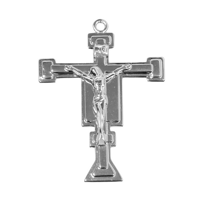 Renaissance Style Crucifix Sterling Silver Pendant — 24" Chain, Gift Box Included