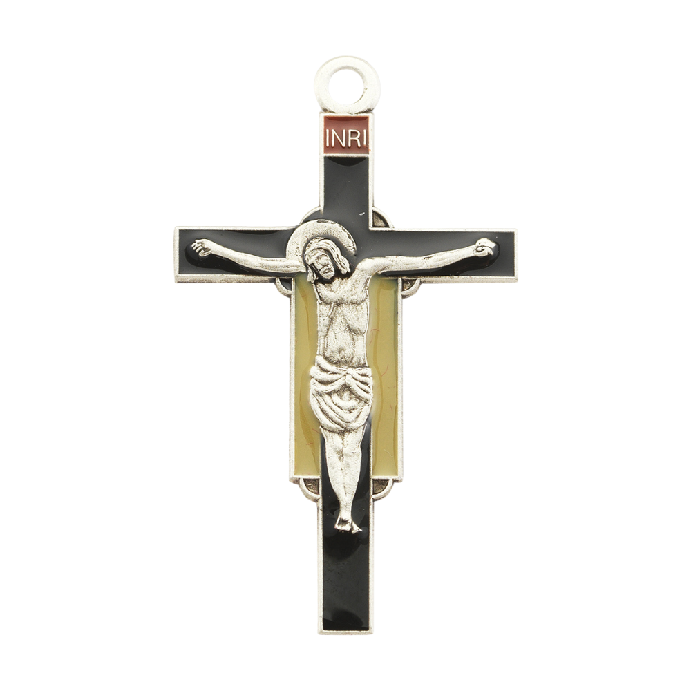 Giotto Renaissance Crucifix Sterling Silver Pendant — 20" Chain, Gift Box