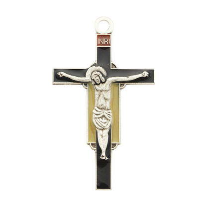 Giotto Renaissance Crucifix Sterling Silver Pendant — 20" Chain, Gift Box
