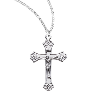 Swirled Sterling Silver Crucifix, Catholic Gift, Made in USA