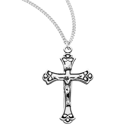 Sterling Silver Black Enameled Crucifix, Catholic Gift, Made in USA