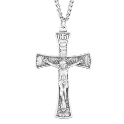 Sterling Silver Ornate Crucifix, Catholic Gift, Made in USA