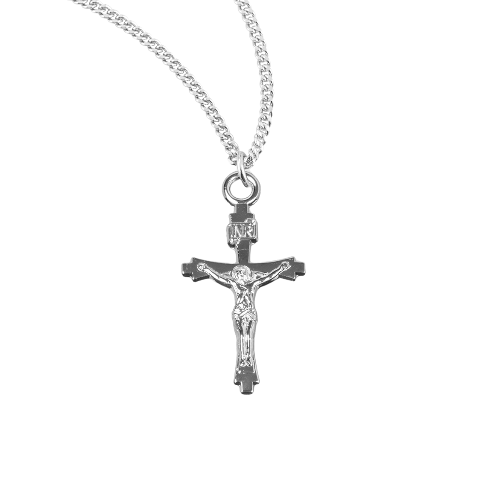 Flare Tipped Sterling Silver Crucifix, Catholic Gift, Made in USA