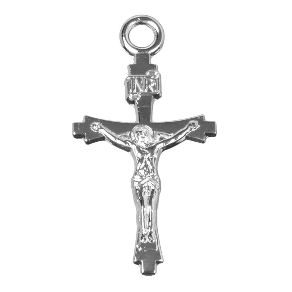 Flare Tipped Crucifix Sterling Silver Pendant — 18" Chain, Gift Box Included