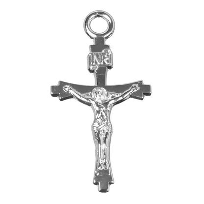 Flare Tipped Crucifix Sterling Silver Pendant — 18" Chain, Gift Box Included