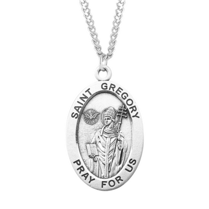 Sterling St. Gregory Medal Size 8, Catholic Gift, Made in USA