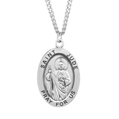 Patron Saint Jude Oval Sterling Silver Medal, Catholic Gift, Made in USA