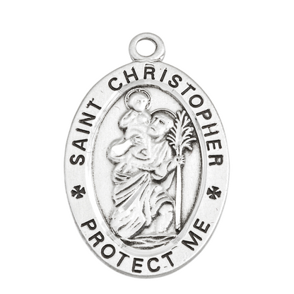 Saint Christopher Sterling Silver Golf Athlete Medal Necklace — 24" Chain