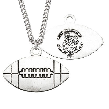 Saint Christopher Sterling Silver Football Athlete Medal, Catholic Gift, Made in USA