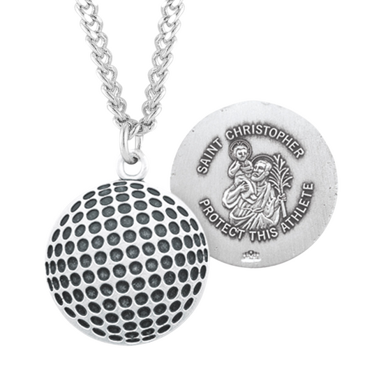 Saint Christopher Sterling Silver Golf Athlete Medal, Catholic Gift, Made in USA