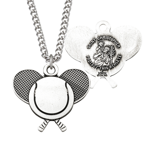 Saint Christopher Sterling Silver Tennis Athlete Medal, Catholic Gift, Made in USA