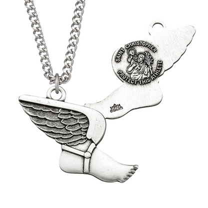 Saint Christopher Sterling Silver Track Athlete Medal, Catholic Gift, Made in USA