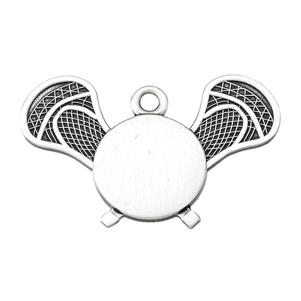 Saint Christopher Lacrosse Medal Sterling Silver Pendant — 24" Chain