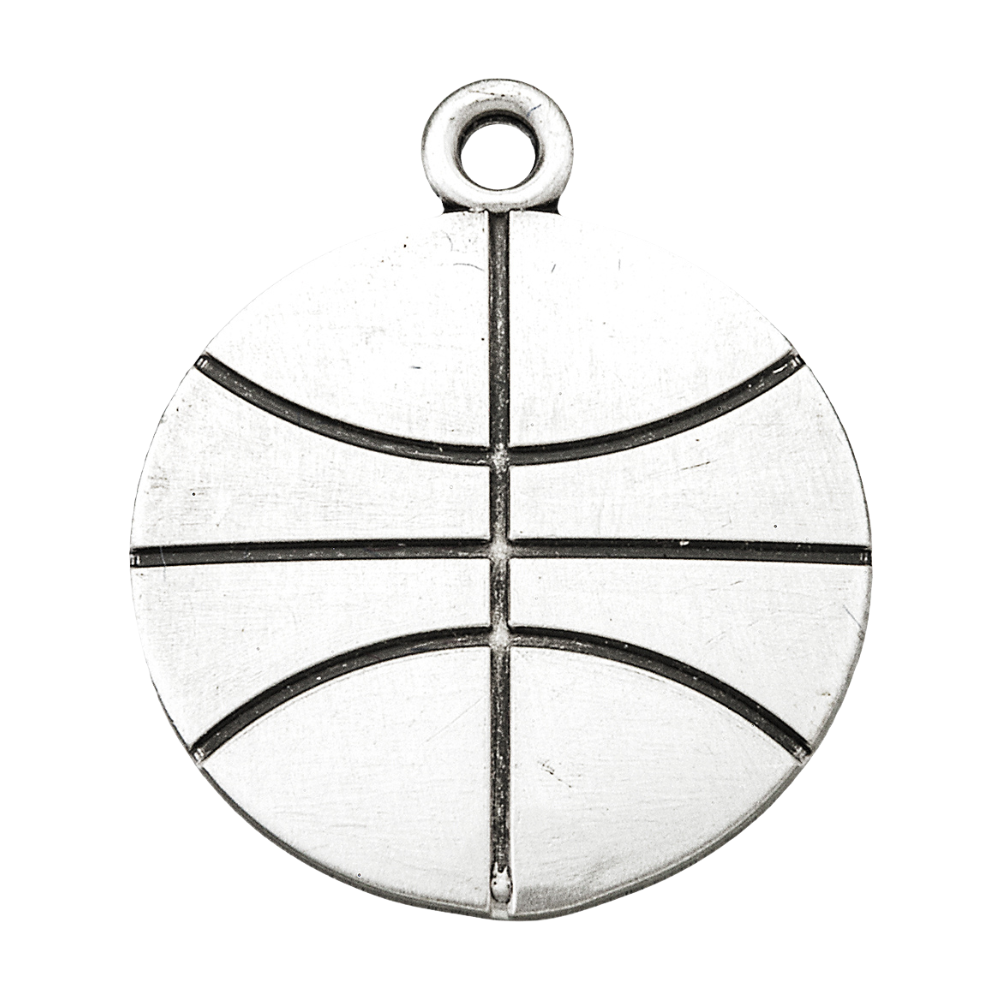 Saint Sebastian Sterling Silver Basketball Medal — 24" Chain, Made in USA