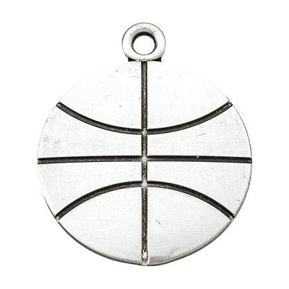 Saint Sebastian Sterling Silver Basketball Medal — 24" Chain, Made in USA