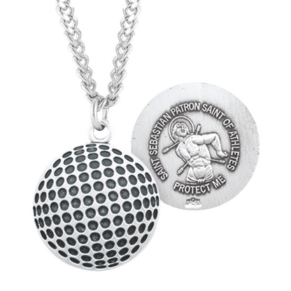 Saint Sebastian Sterling Silver Golf Athlete Medal, Catholic Gift, Made in USA