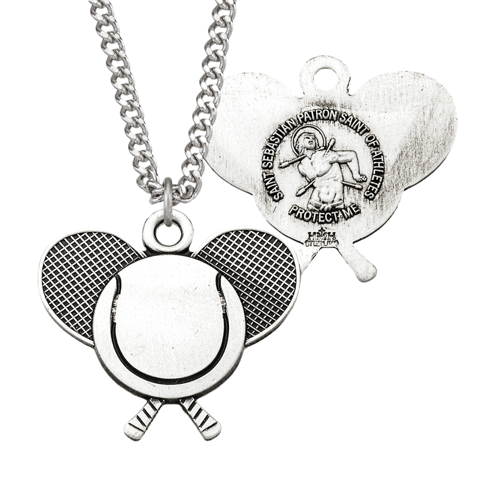 Saint Sebastian Sterling Silver Tennis Athlete Medal, Catholic Gift, Made in USA