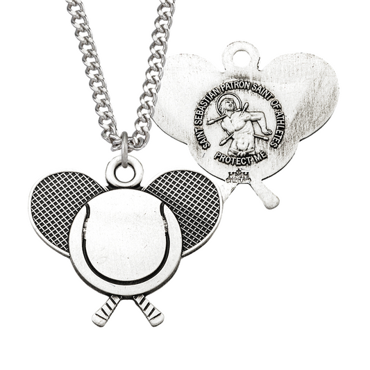 Saint Sebastian Sterling Silver Tennis Athlete Medal, Catholic Gift, Made in USA
