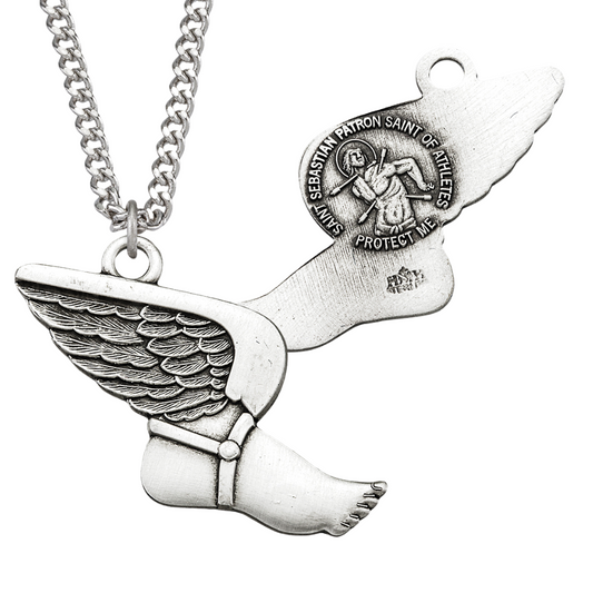 Saint Sebastian Sterling Silver Track Athlete Medal, Catholic Gift, Made in USA