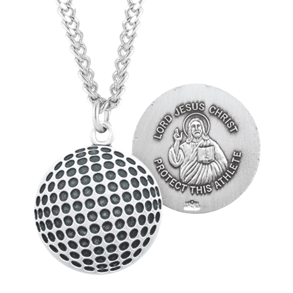 Lord Jesus Christ Sterling Silver Golf Athlete Medal, Catholic Gift, Made in USA