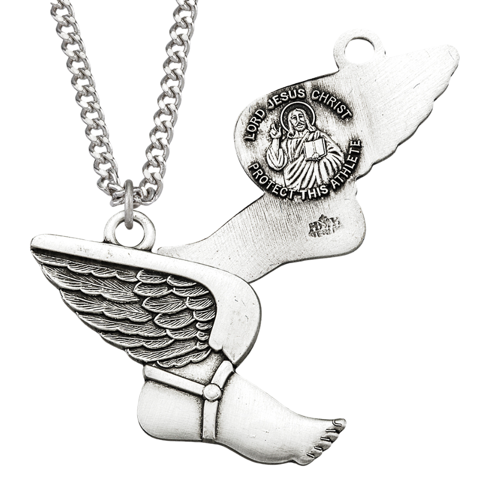 Lord Jesus Christ Sterling Silver Track Athlete Medal, Catholic Gift, Made in USA