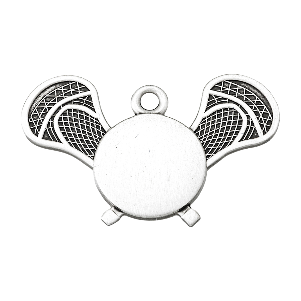 Lord Jesus Christ Lacrosse Athlete Medal Sterling Silver Pendant — 24" Chain